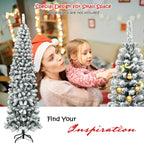 WONDERWALL ‘Noël DuBois’ 7.5 ft Unlit Snow-Flocked Pencil Christmas Tree