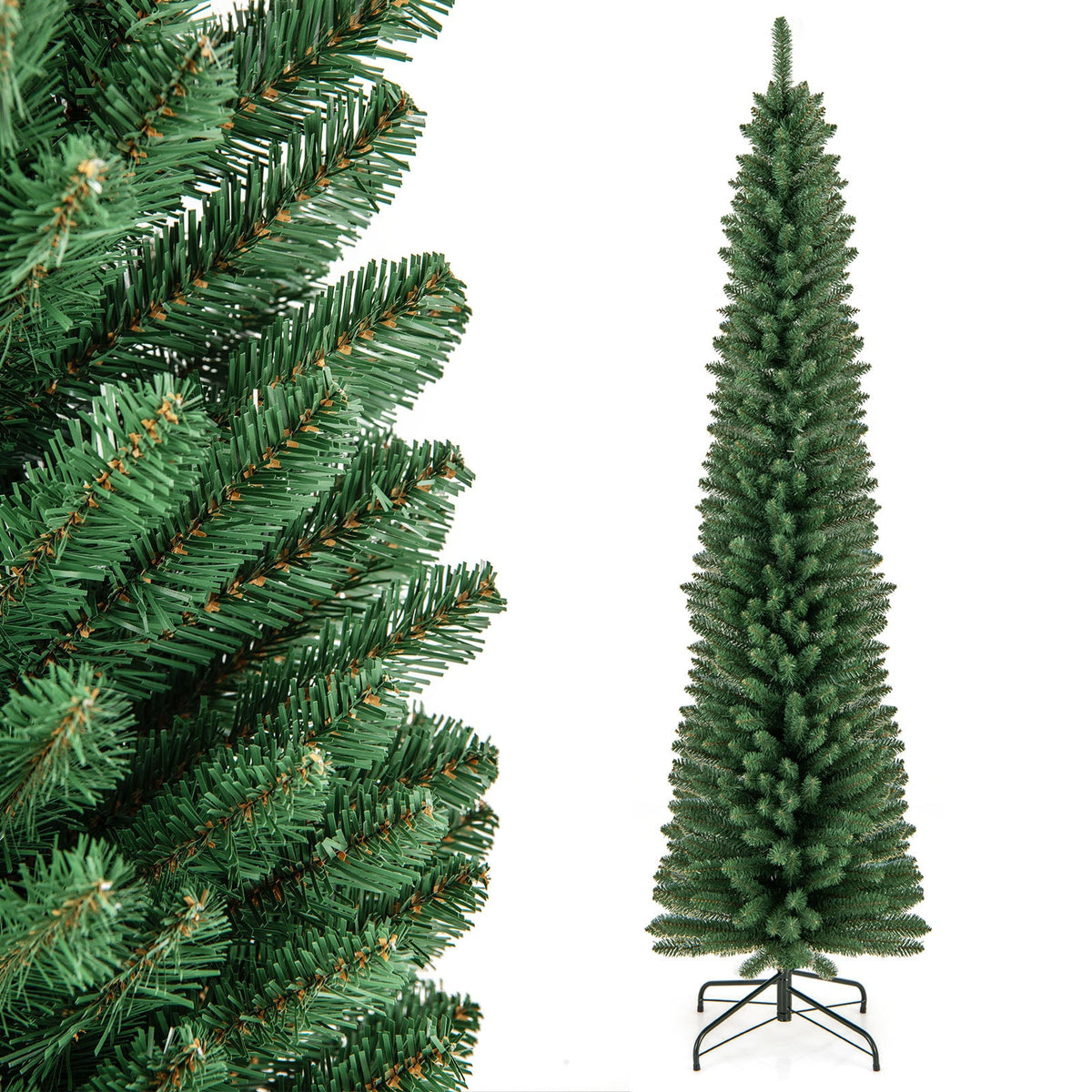WONDERWALL ‘Noël DuBois’ Unlit Pencil Artificial Christmas Tree with Memory-Wire Branches — Multiple Sizes