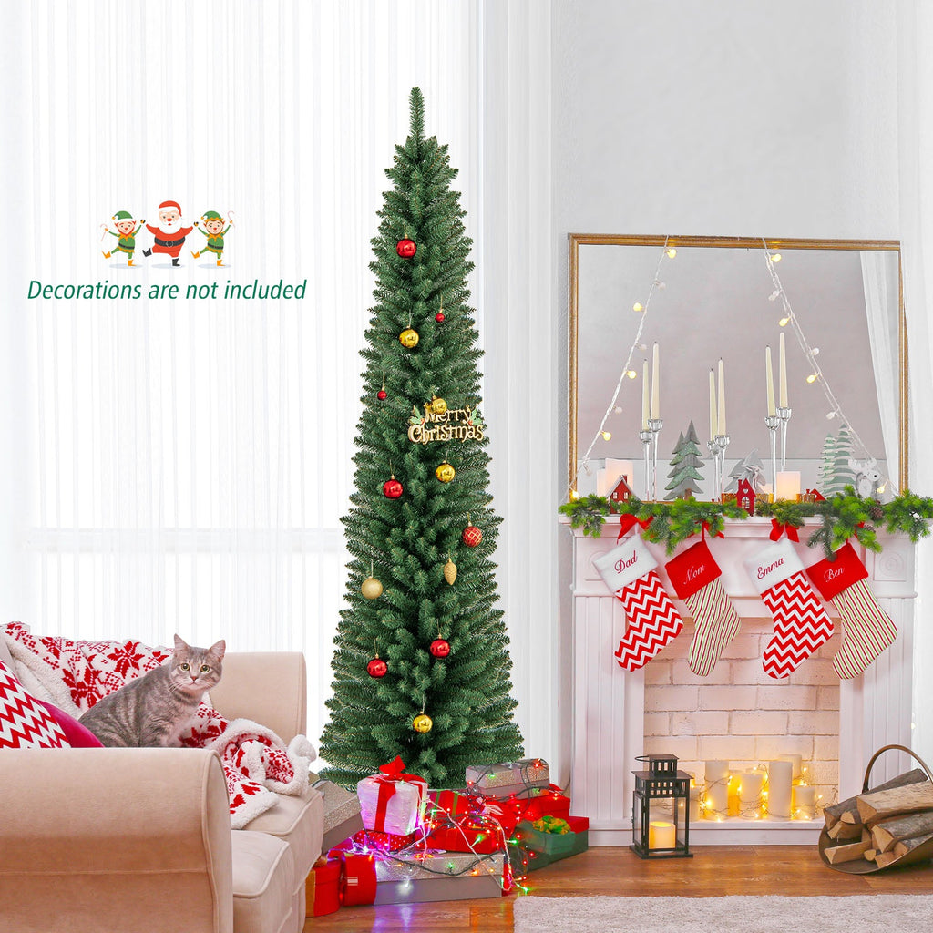 WONDERWALL ‘Noël DuBois’ Unlit Pencil Artificial Christmas Tree with Memory-Wire Branches — Multiple Sizes
