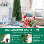 WONDERWALL ‘Noël DuBois’ Unlit Pencil Artificial Christmas Tree with Memory-Wire Branches — Multiple Sizes