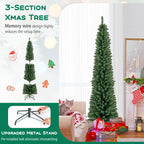 WONDERWALL ‘Noël DuBois’ Unlit Pencil Artificial Christmas Tree with Memory-Wire Branches — Multiple Sizes