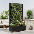 WONDERWALL 'Une Collection' Metal Planter Box with Trellis - Raised Garden Bed with Wheels