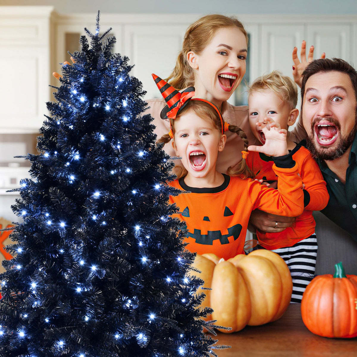 WONDERWALL 'Une Collection' 6-Foot Pre-Lit Black Christmas Tree with 350 LED Lights - Black