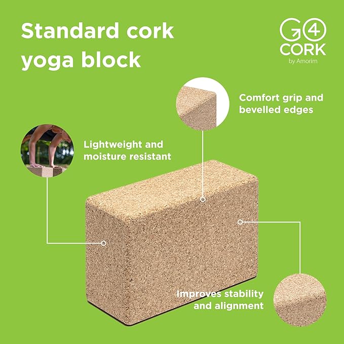 Cork Yoga Block for Yoga, Pilates & Meditation | Non - Slip, Hypoallergenic, Sustainable, Non - Toxic Yoga Block