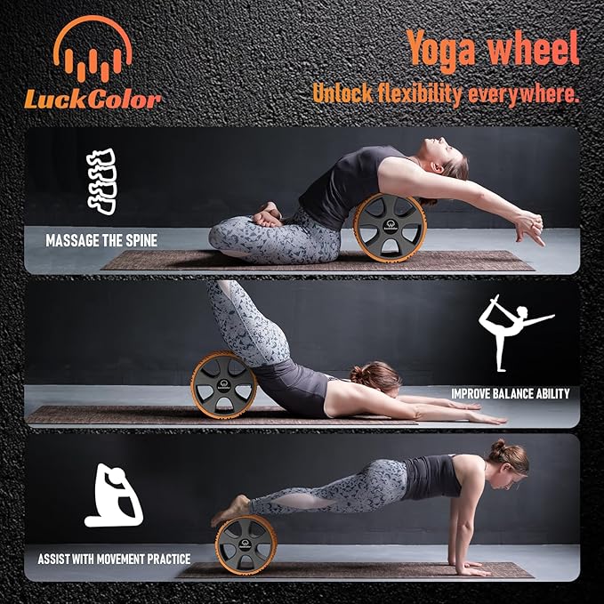 Back Roller, Back Wheel Targeted Back Pain Relief, Yoga Wheel Muscle Massage, Foam Roller for Trigger Point Therapy Physical, Stretching & Exercise, 880 lbs Capacity, 10 Inch (Orange+Grey)