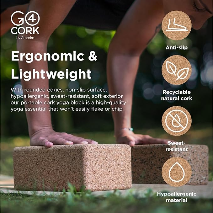 Cork Yoga Block for Yoga, Pilates & Meditation | Non - Slip, Hypoallergenic, Sustainable, Non - Toxic Yoga Block