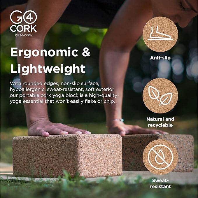 Cork Yoga Block for Yoga, Pilates & Meditation | Non - Slip, Hypoallergenic, Sustainable, Non - Toxic Yoga Block
