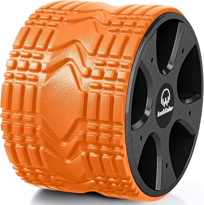 Back Roller, Back Wheel Targeted Back Pain Relief, Yoga Wheel Muscle Massage, Foam Roller for Trigger Point Therapy Physical, Stretching & Exercise, 880 lbs Capacity, 10 Inch (Orange+Grey)