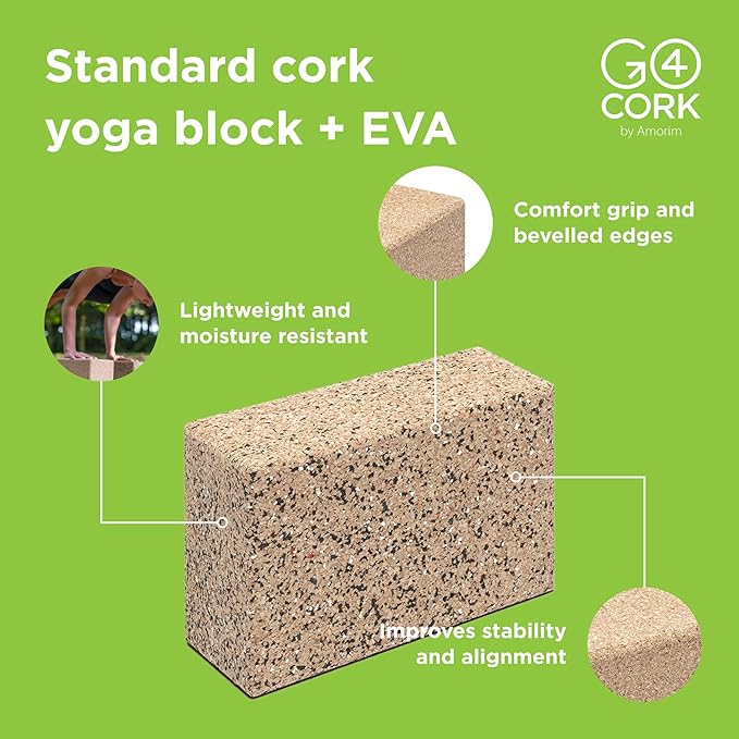 Cork Yoga Block for Yoga, Pilates & Meditation | Non - Slip, Hypoallergenic, Sustainable, Non - Toxic Yoga Block