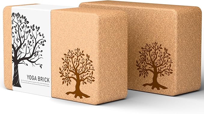 Cork Yoga Blocks 2 Pack Set, Natural Cork Soft Non - Slip Yoga Blocks, High Density & Eco Friendly Yoga Accessories | Men, Ideal for Yoga, Pilates, Stretching and Toning