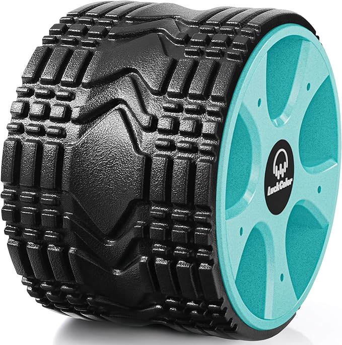 Back Roller, Back Wheel Targeted Back Pain Relief, Yoga Wheel Muscle Massage, Foam Roller for Trigger Point Therapy Physical, Stretching & Exercise, 880 lbs Capacity, 10 Inch (Black+Acid Blue)