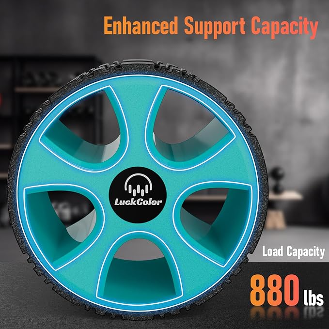 Back Roller, Back Wheel Targeted Back Pain Relief, Yoga Wheel Muscle Massage, Foam Roller for Trigger Point Therapy Physical, Stretching & Exercise, 880 lbs Capacity, 10 Inch (Black+Acid Blue)