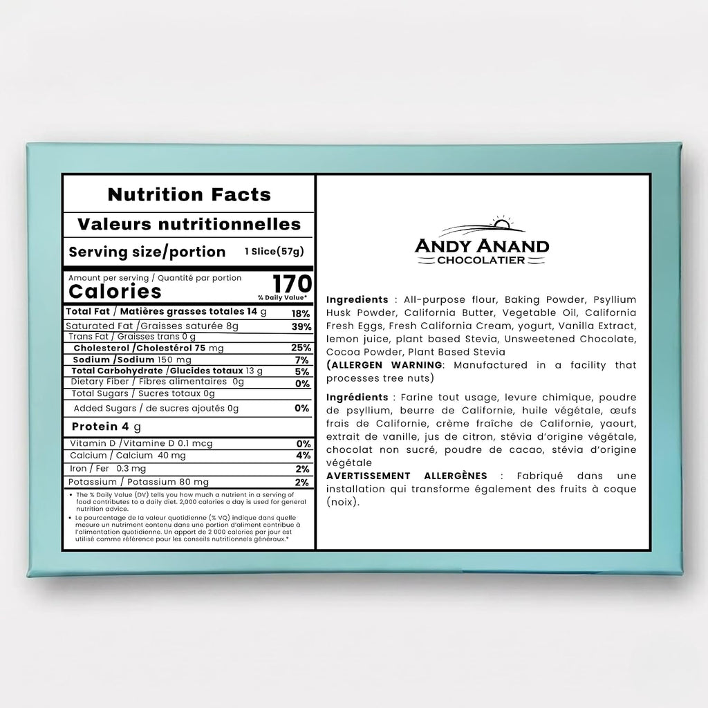 Andy Anand Sugar - Free Tiramisu Mousse Chiffon Cake, 2.2 lb – Coffee Sponge, Mascarpone Mousse, Keto & Diabetic - Friendly Birthday Gift Box