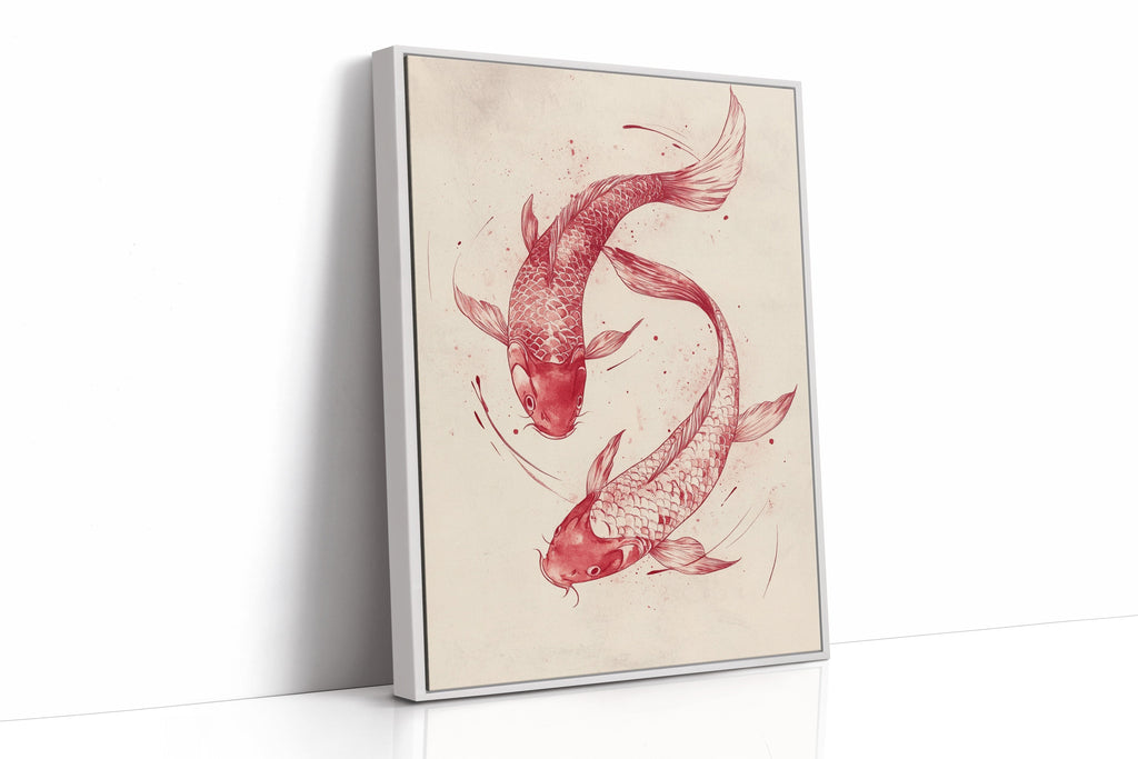WONDERWALL ‘L’Atelier Fun Collection’ Koi Fish Wall Art – Minimalist Japanese Ink Print, Zen Decor