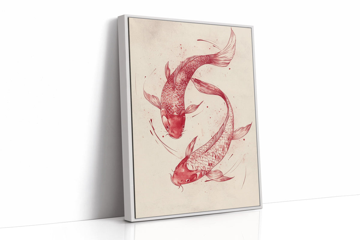 WONDERWALL ‘L’Atelier Fun Collection’ Koi Fish Wall Art – Minimalist Japanese Ink Print, Zen Decor