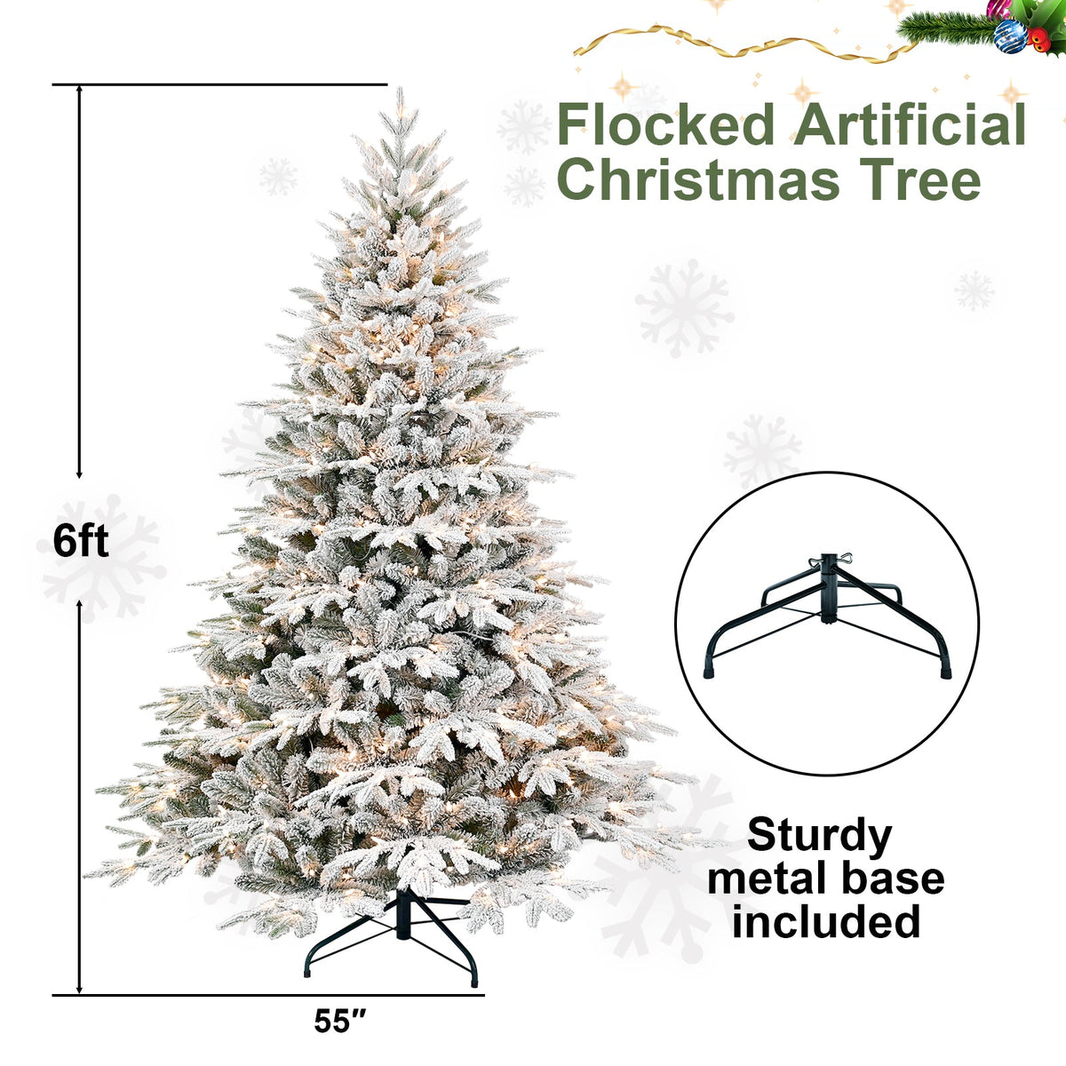 WONDERWALL ‘Noël DuBois’ 6 ft Pre-Lit Flocked Artificial Christmas Tree – Green / White