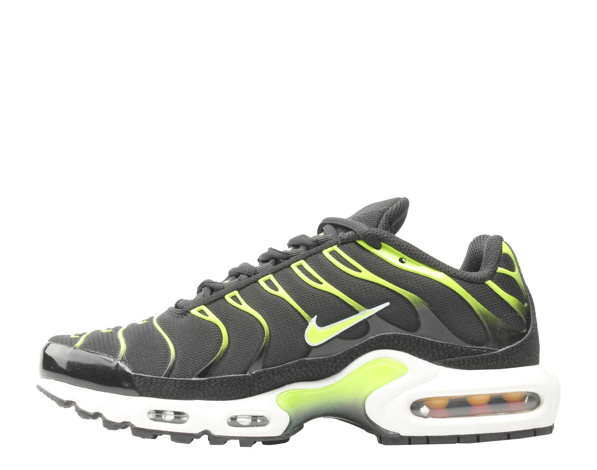 Nike Air Max Plus Men Running Sneakers Black/Volt-White-Platinum Tint