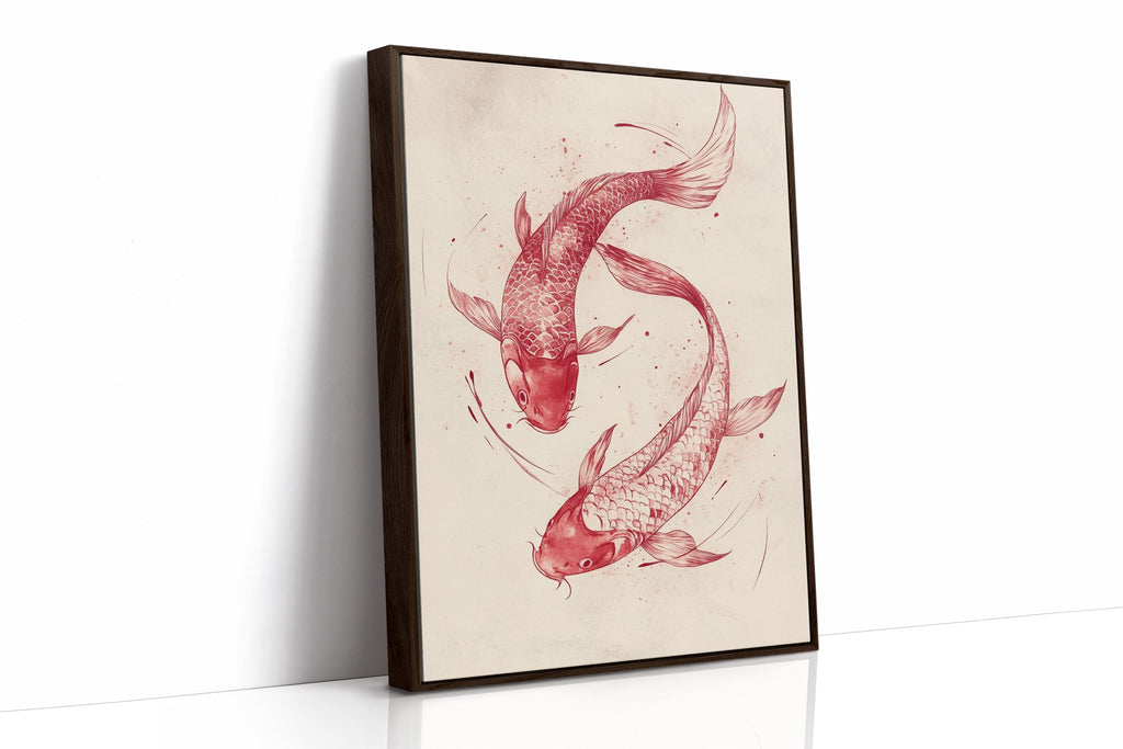 WONDERWALL ‘L’Atelier Fun Collection’ Koi Fish Wall Art – Minimalist Japanese Ink Print, Zen Decor
