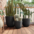 WONDERWALL 'Une Collection' Lightweight MGO Planter Set of 3 with Crackle Texture - Neutral