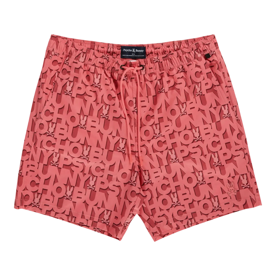 Psycho Bunny Damon All Over Print Men Swim Trunks Grapefruit