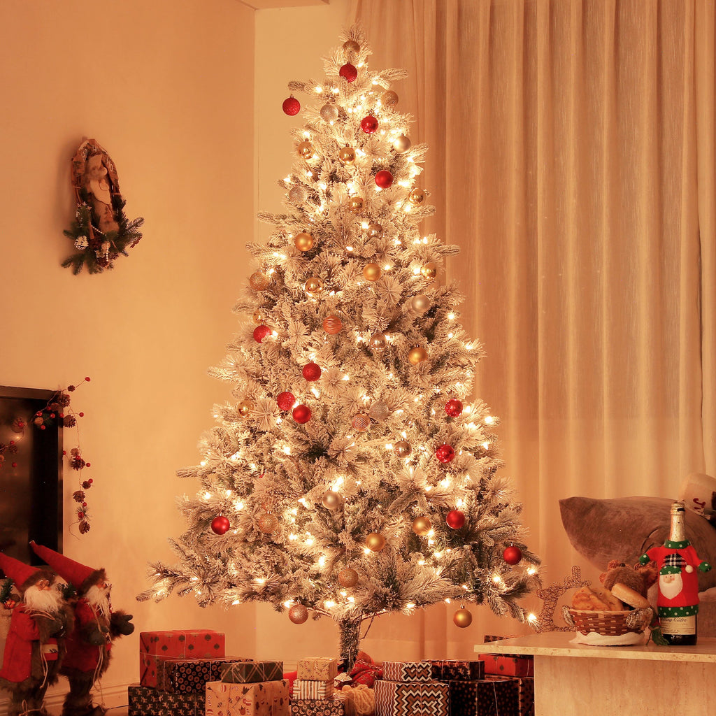 WONDERWALL ‘Noël DuBois’ Snow-Flocked Artificial Christmas Tree with 500 Warm White Lights – Green