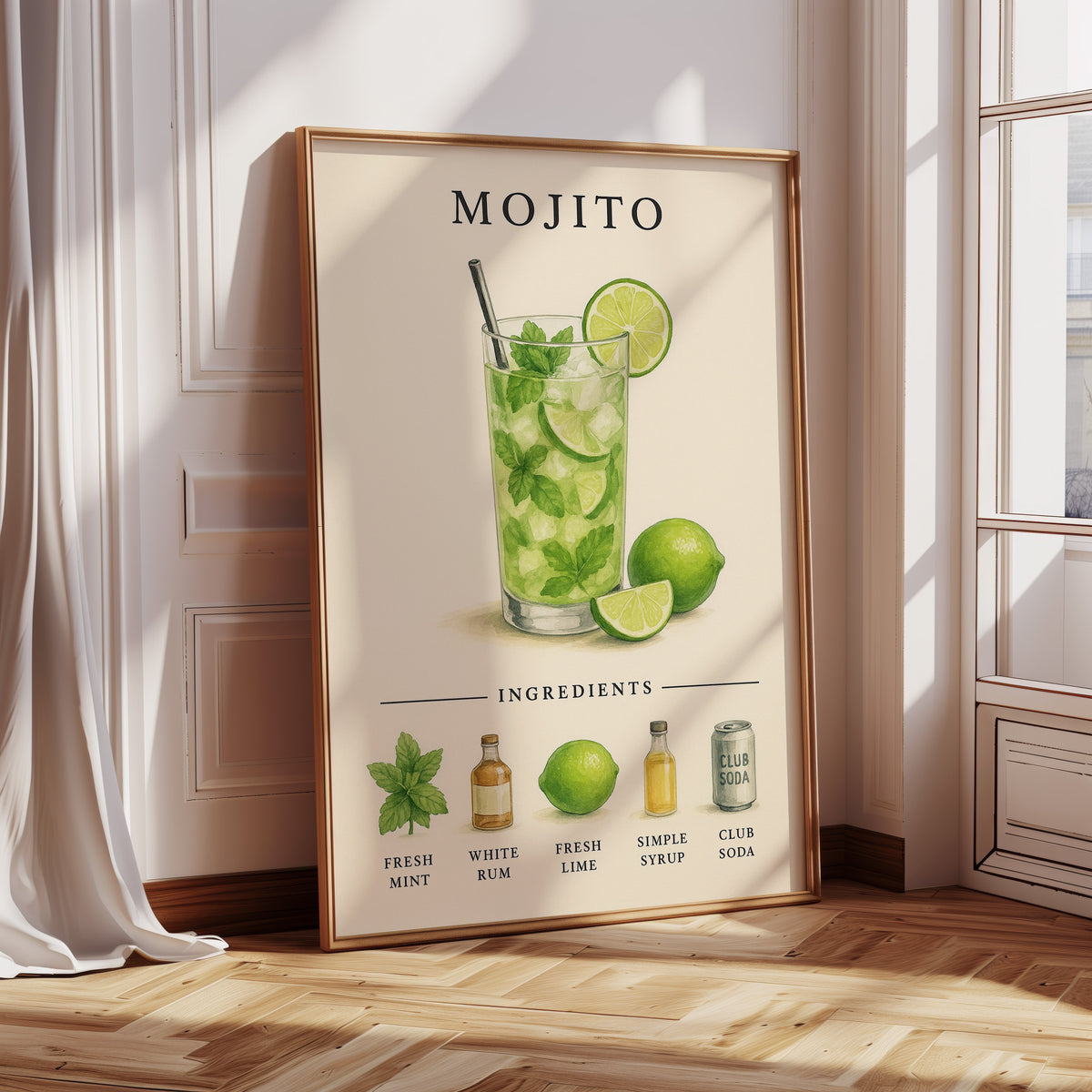 WONDERWALL 'L’Atelier Fun Collection' Mojito Cocktail Recipe Art Print