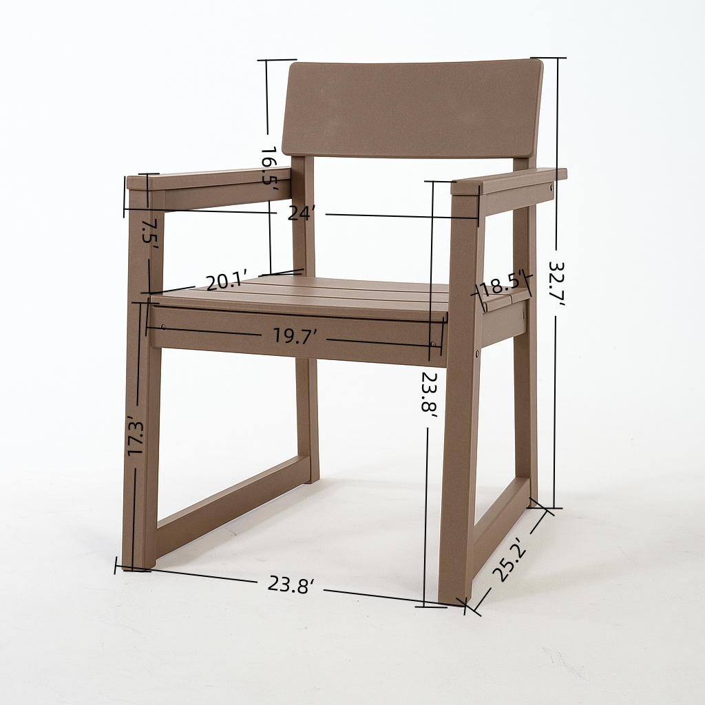 WONDERWALL 'Une Collection' Antique Wood Color Outdoor Armchair with HDPE Construction - Wood