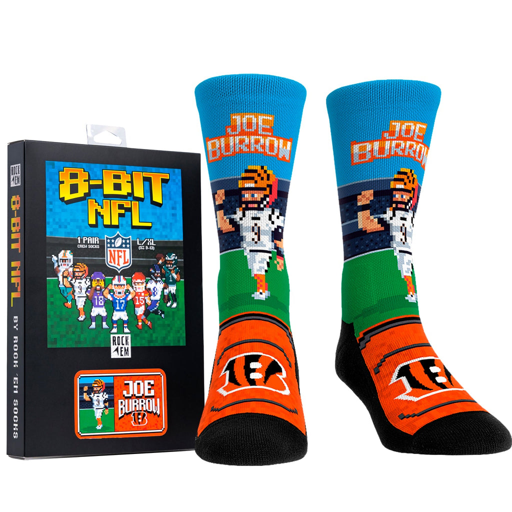 Joe Burrow - Cincinnati Bengals - 8-Bit (Box Set) Crew Socks