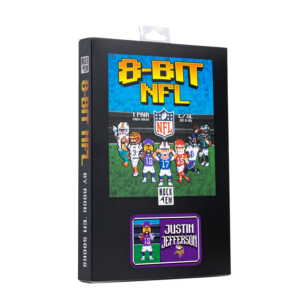 Justin Jefferson - Minnesota Vikings - 8-Bit (Box Set) Crew Socks