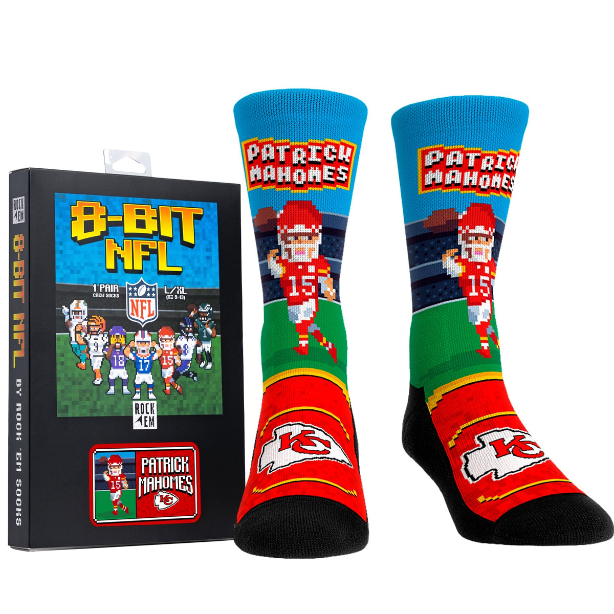 Patrick Mahomes - Kansas City Chiefs - 8-Bit (Box Set) Crew Socks