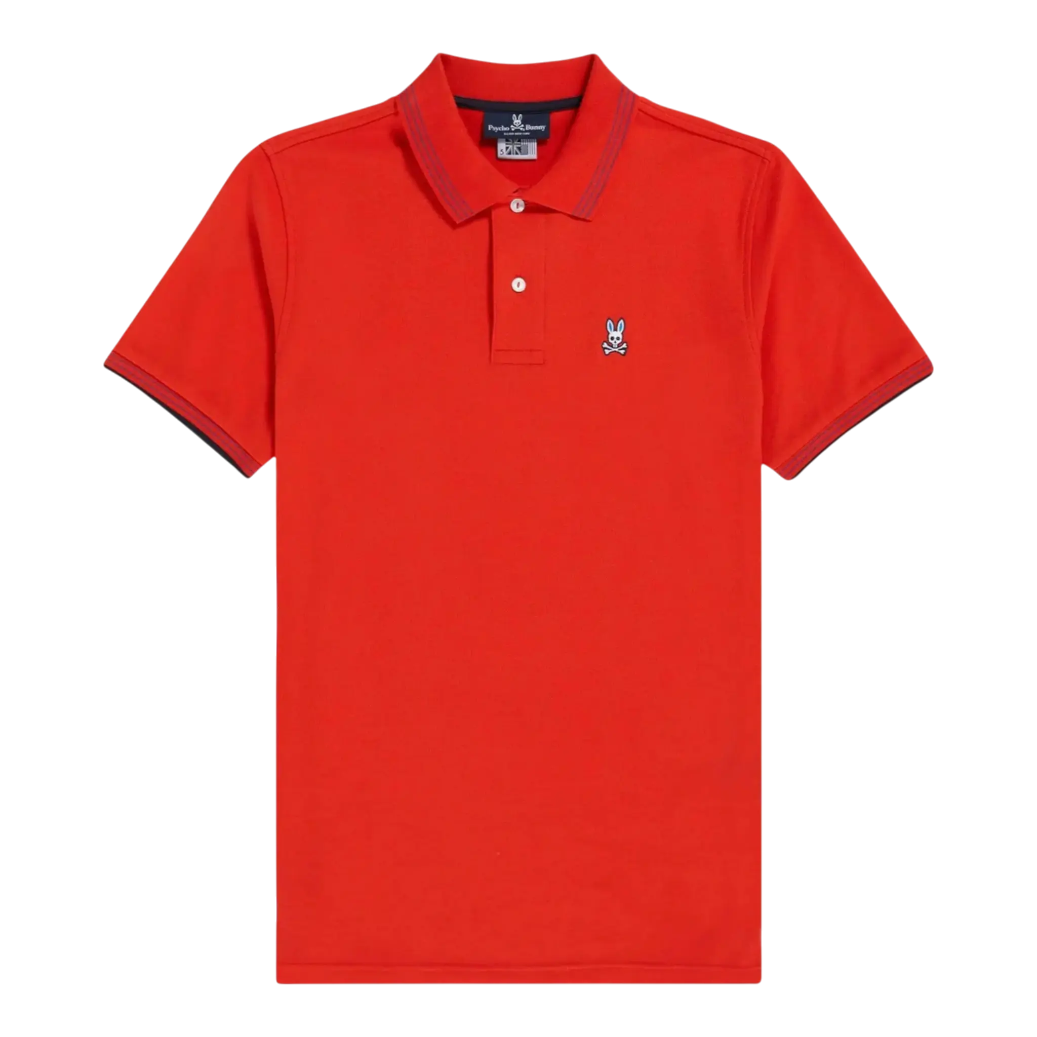 Psycho Bunny Anthony Neon Tipped Men Polo Shirt Red Spice/Blue