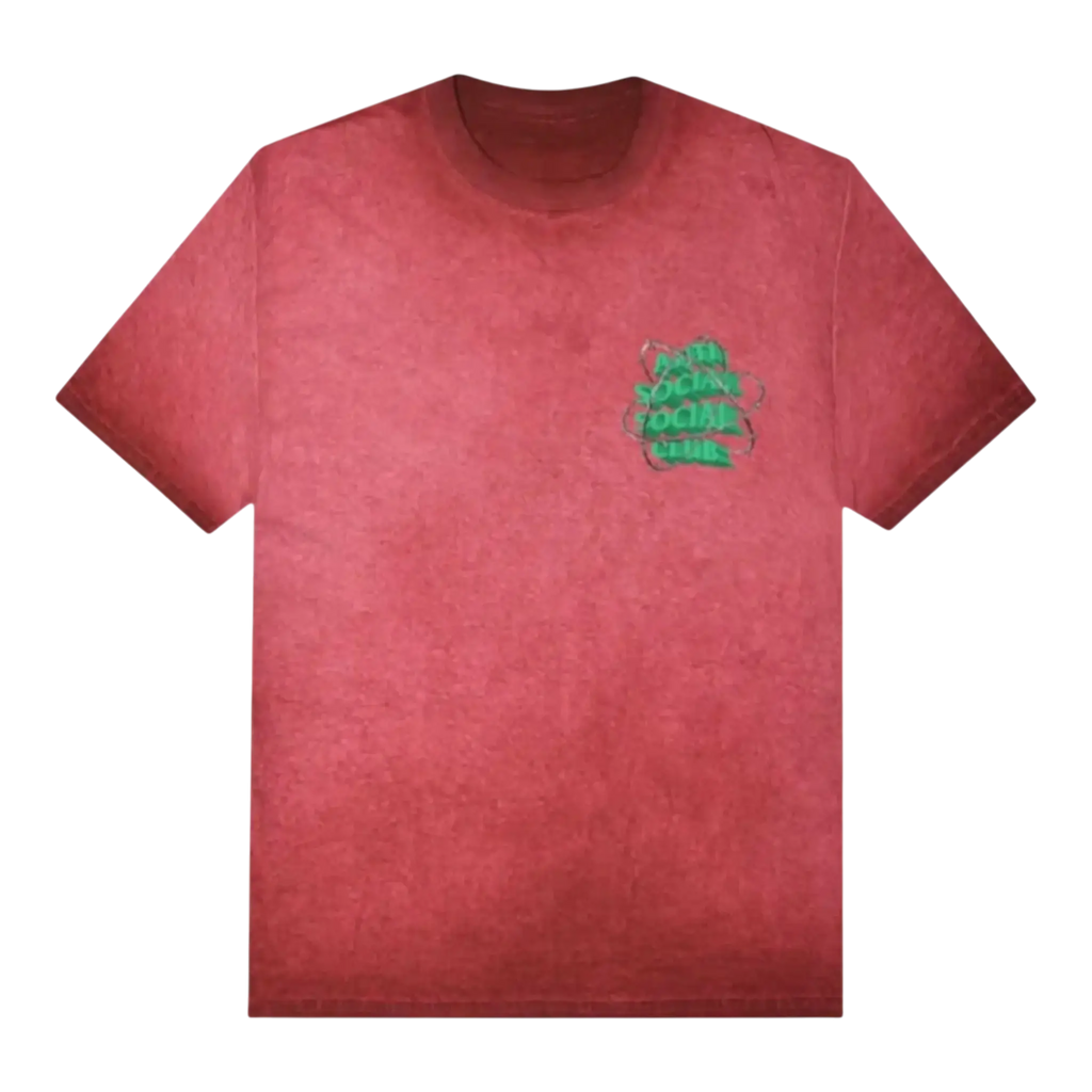 Anti Social Social Club New & Gone Men T-Shirt Red Mineral Wash