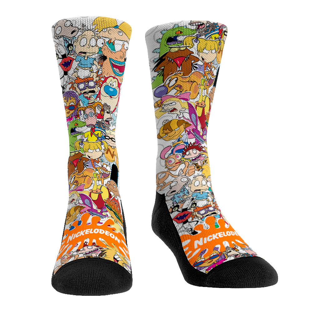 90s Nickelodeon Stacked Characters Crew Socks