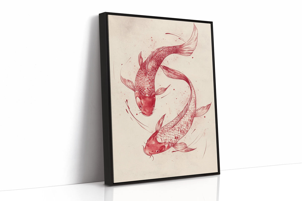 WONDERWALL ‘L’Atelier Fun Collection’ Koi Fish Wall Art – Minimalist Japanese Ink Print, Zen Decor