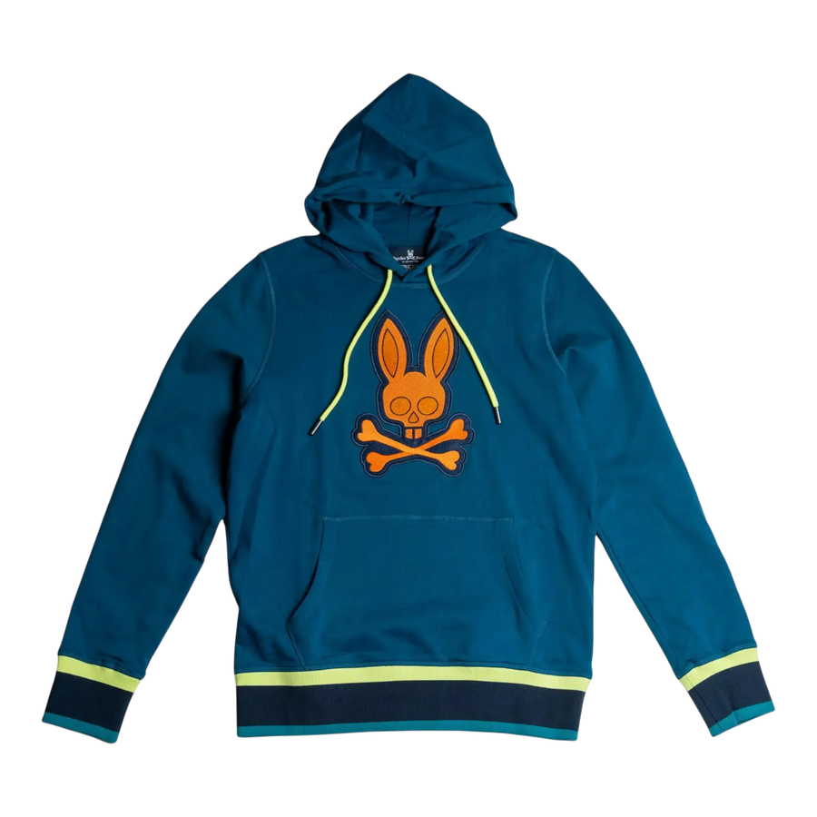 Psycho Bunny Corby Twill Logo Men Hoodie Midnight Ocean Blue