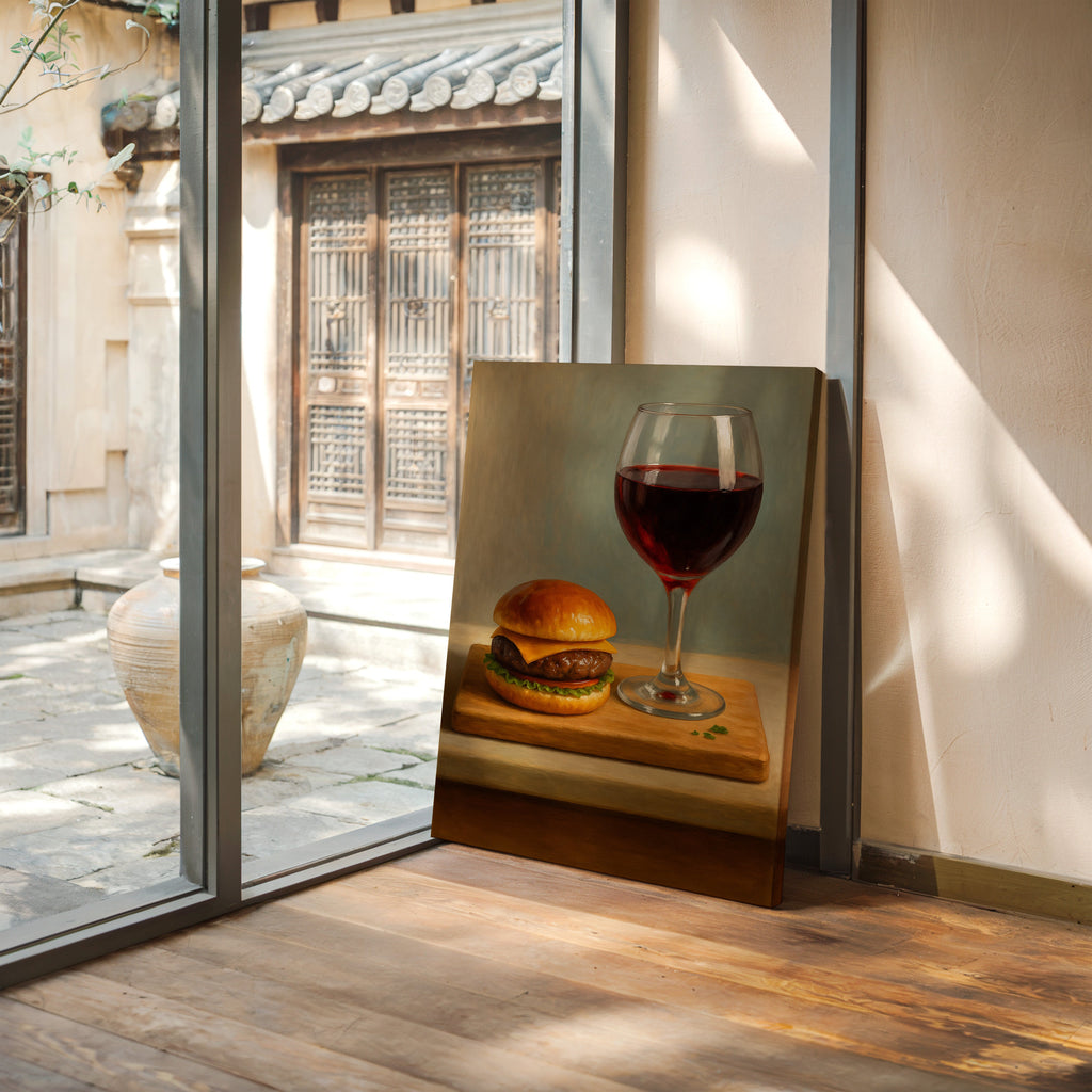 WONDERWALL 'L’Atelier Fun Collection' Burger and Bordeaux Still Life