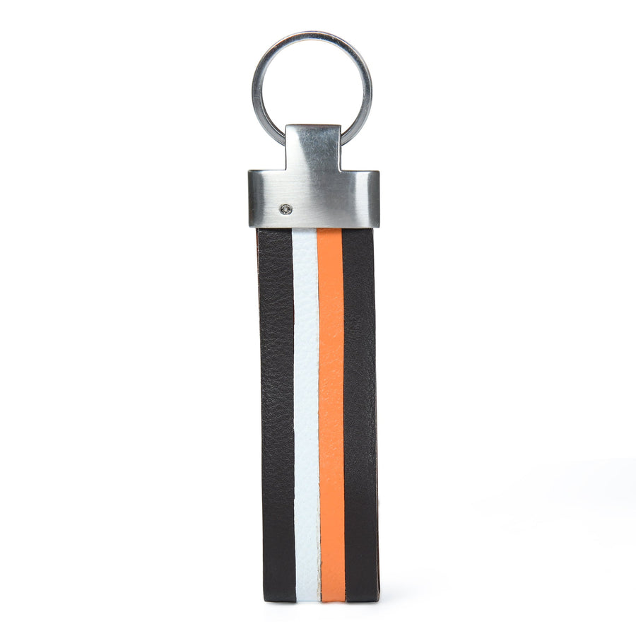 Multi - colored Leather Stripped Keychain