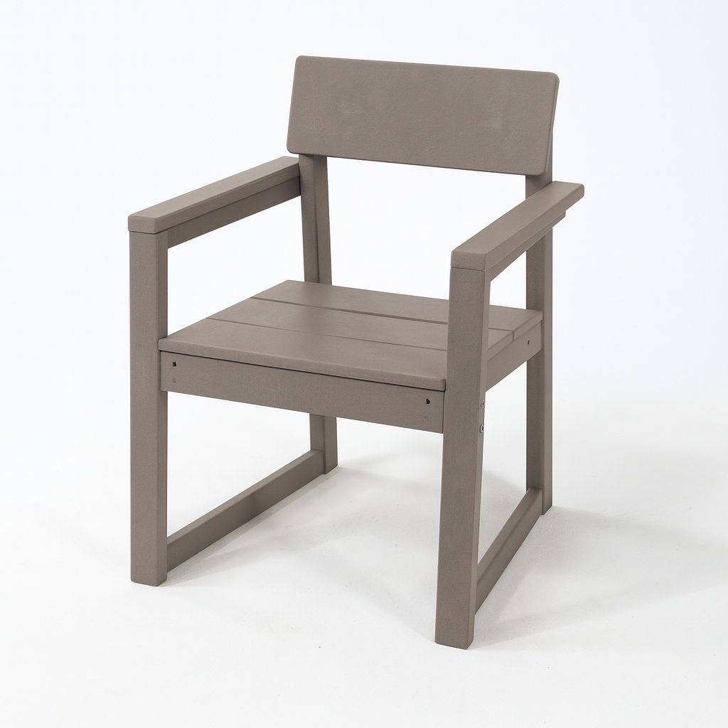WONDERWALL 'Une Collection' Antique Wood Color Outdoor Armchair with HDPE Construction - Wood