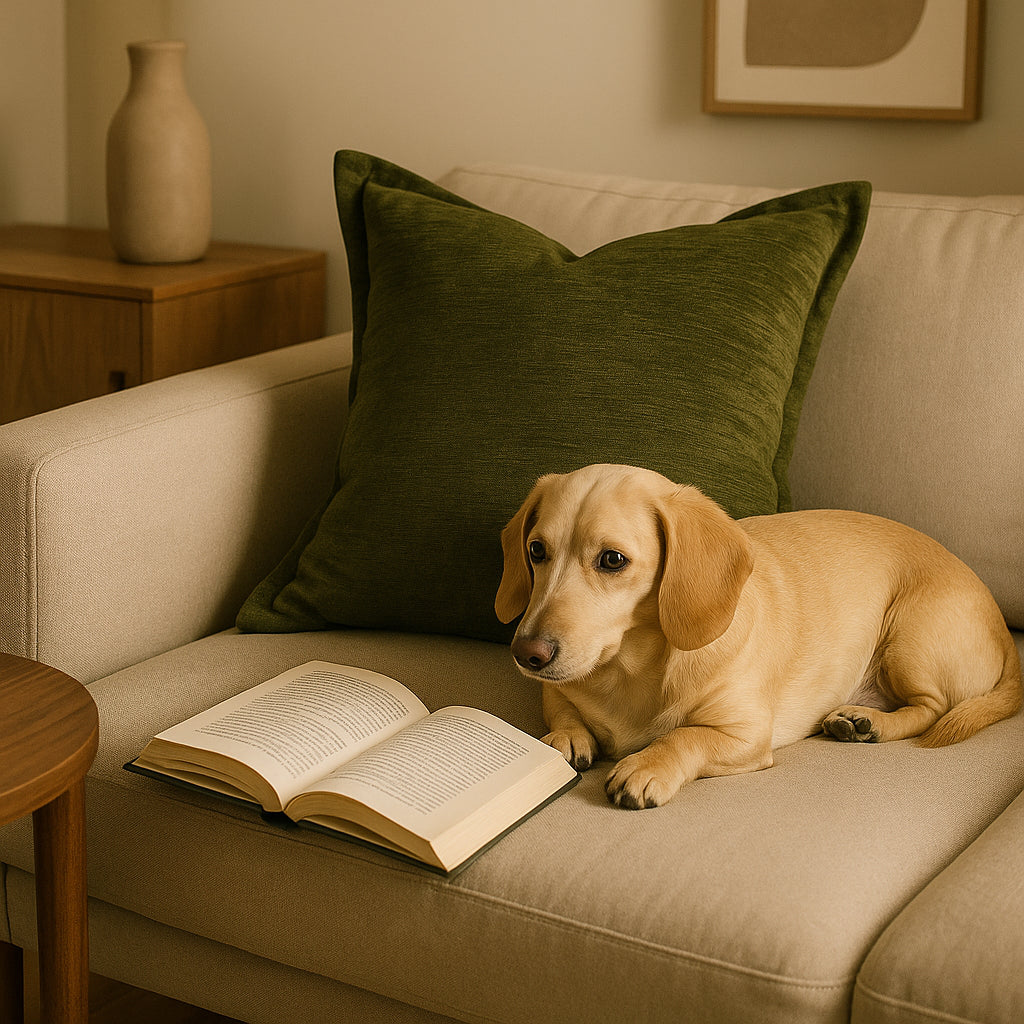 WONDERWALL 'Une Collection' Velvet Throw Pillow with Luxe Shine & Structured Support – Deep Forest Green
