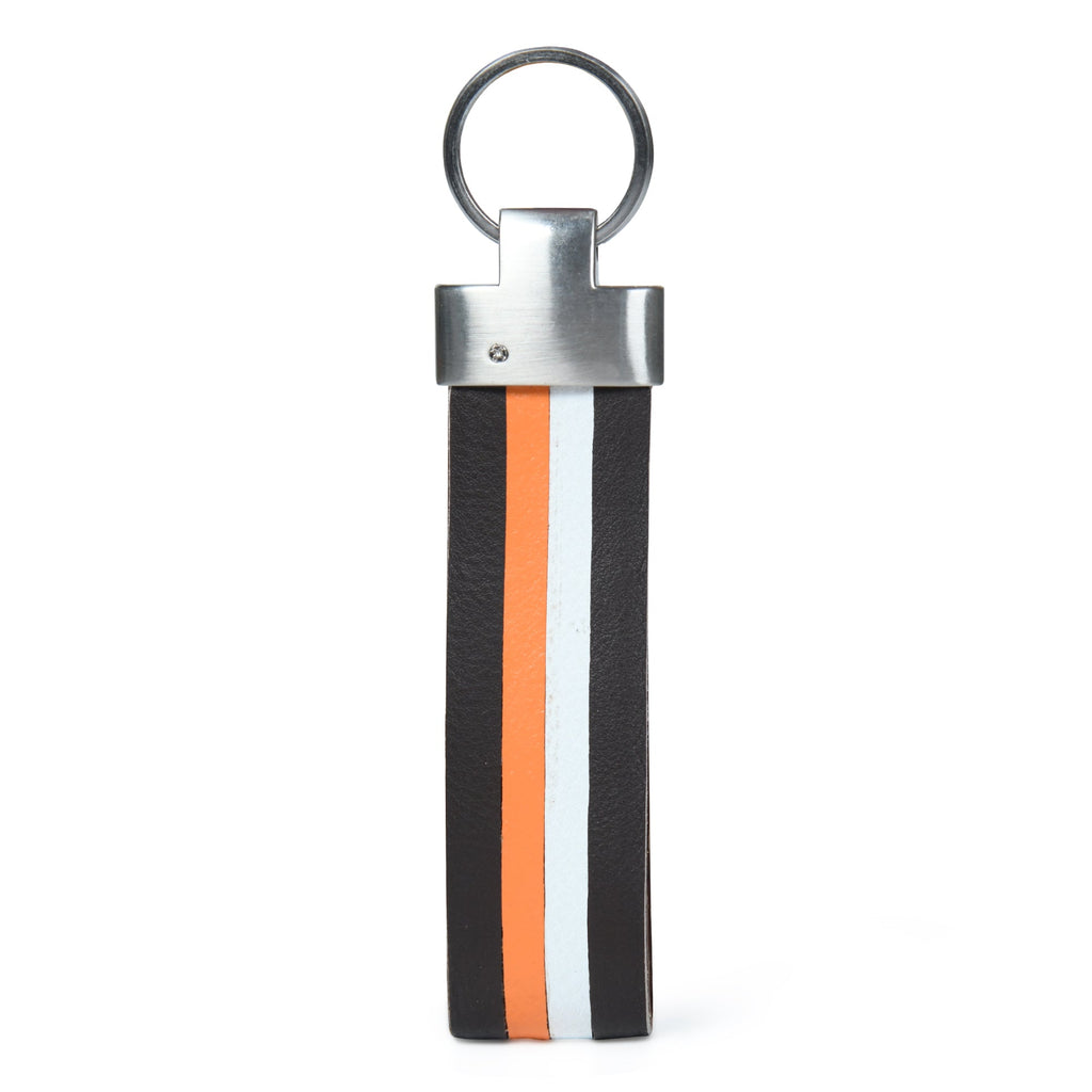 Multi - colored Leather Stripped Keychain