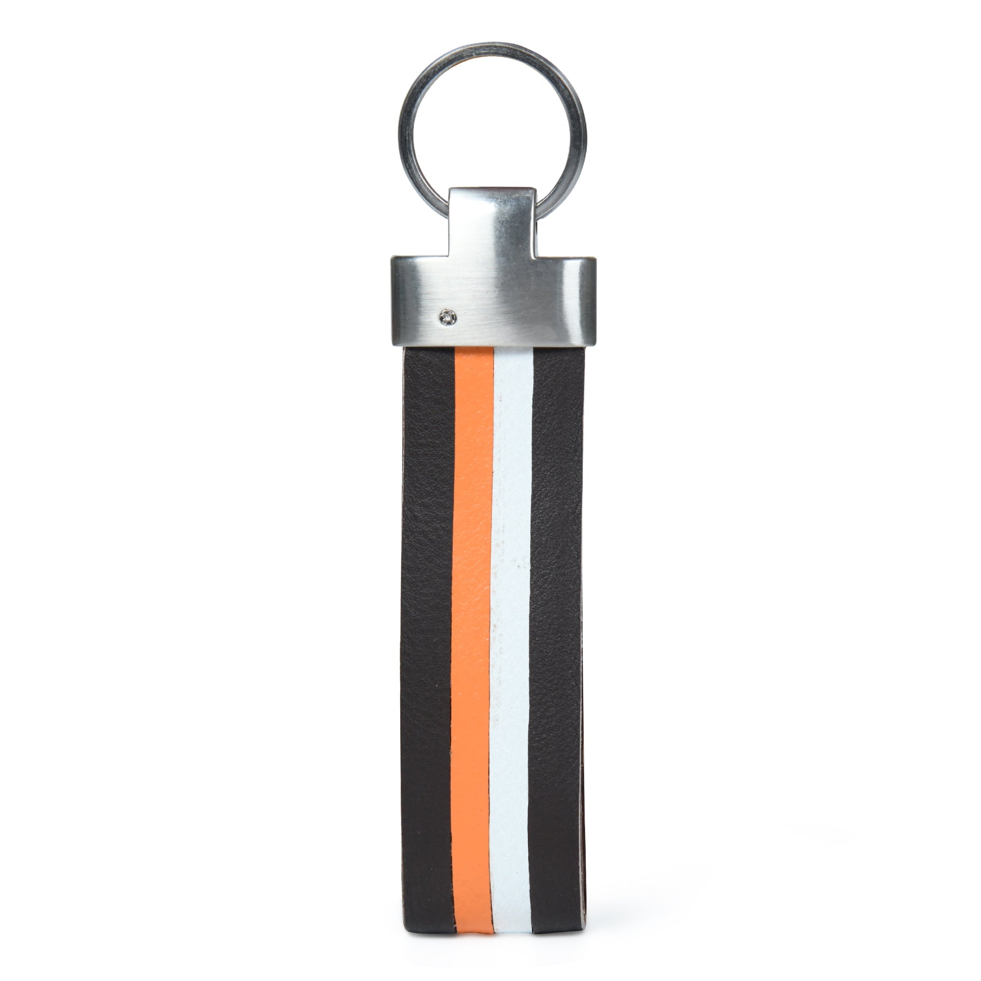 Multi - colored Leather Stripped Keychain