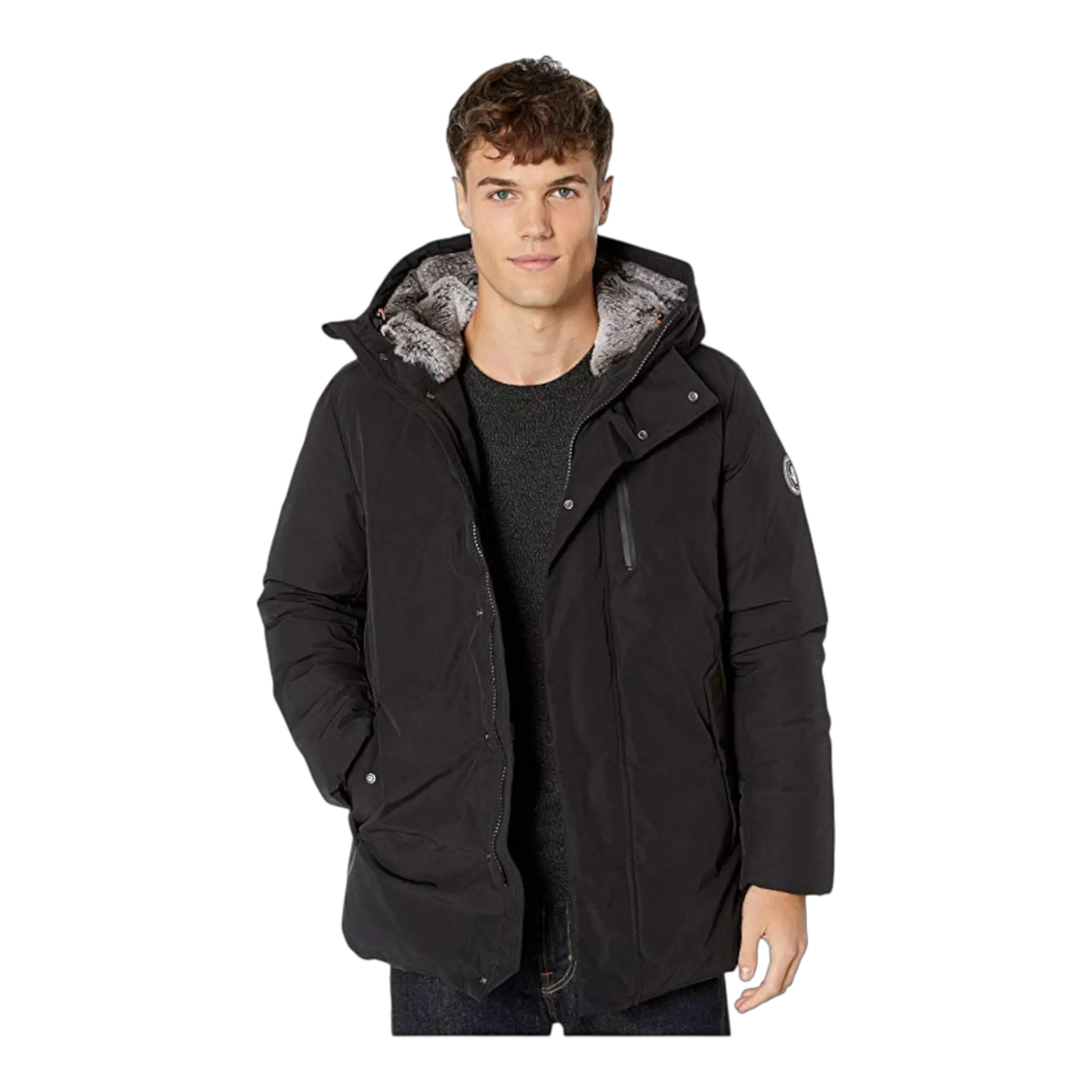 Save The Duck Copy Faux Fur Hooded Men Parka Shark Grey