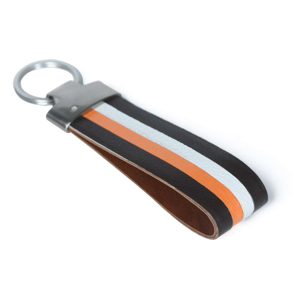 Multi - colored Leather Stripped Keychain