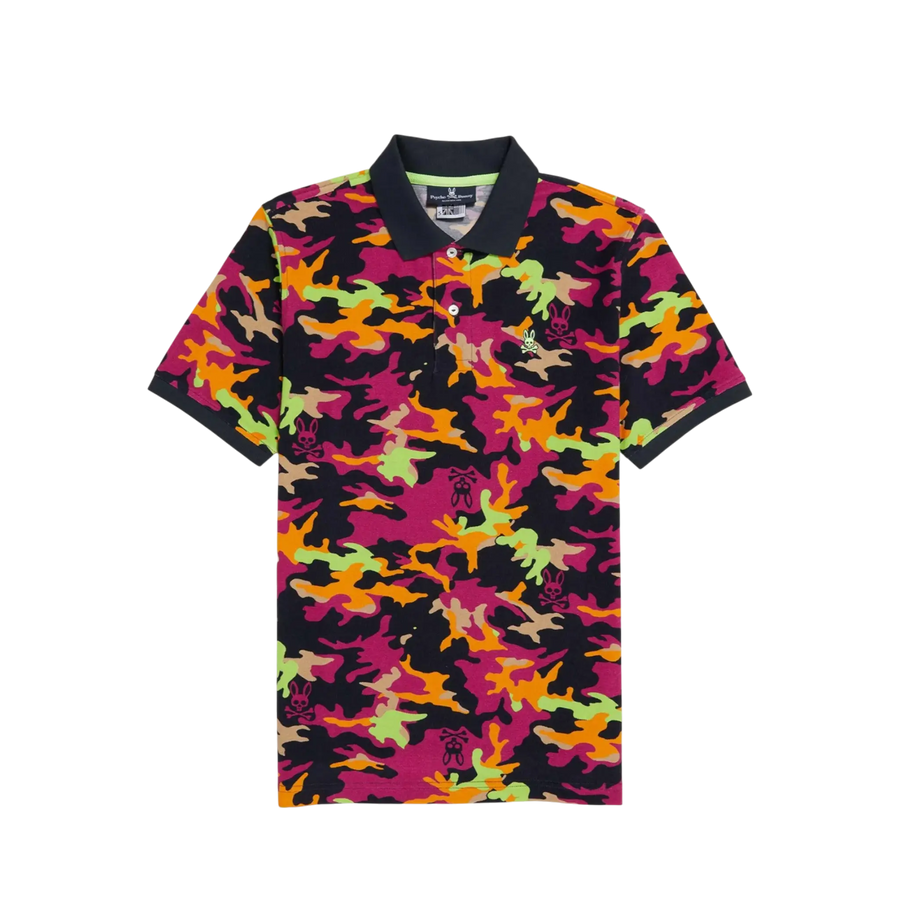 Psycho Bunny Allen Camo Polo Men Big and Tall Shirt Wild Berry