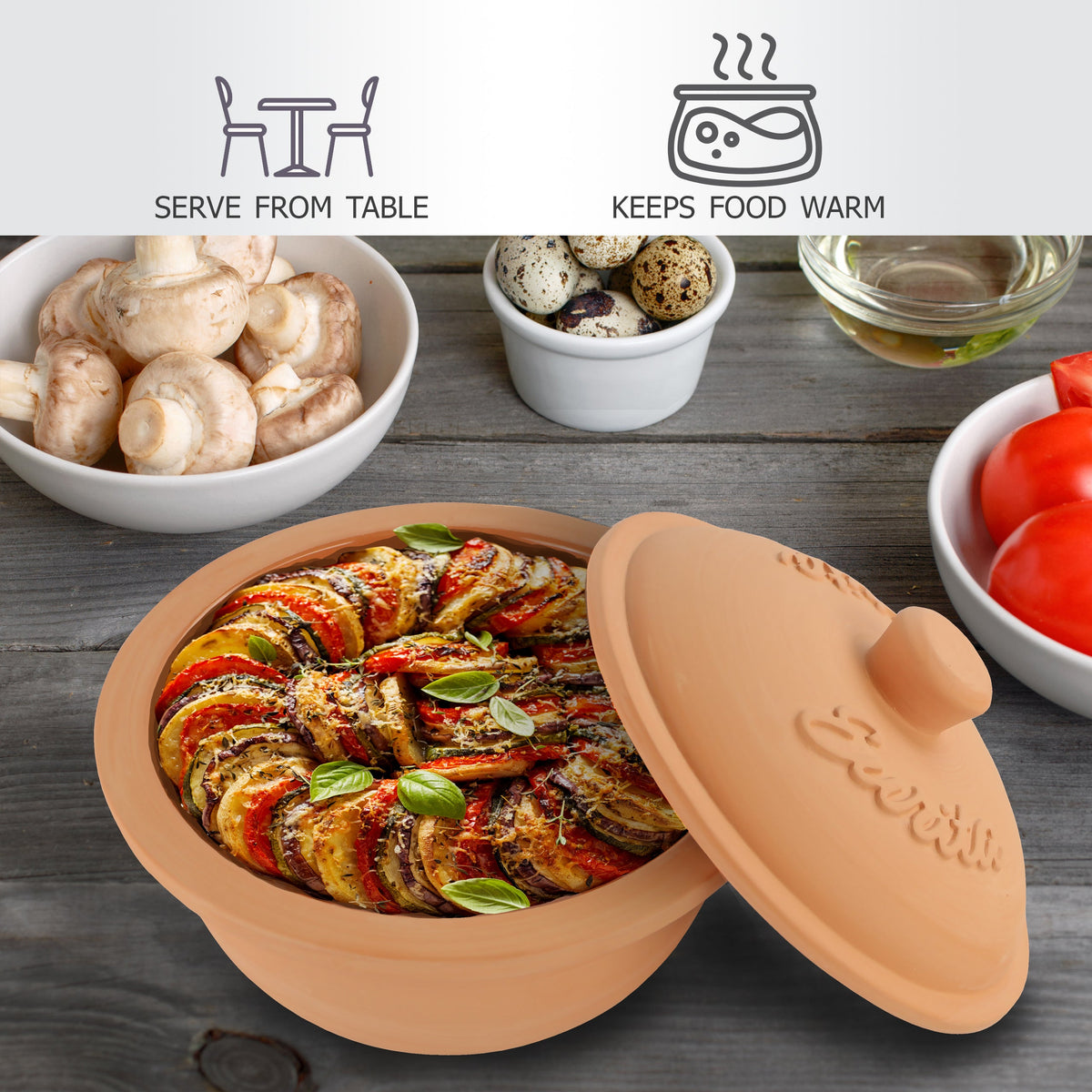 WONDERWALL ‘La Sélection Joyce’ Eurita Clay Roaster Dutch Oven, 2 Quarts