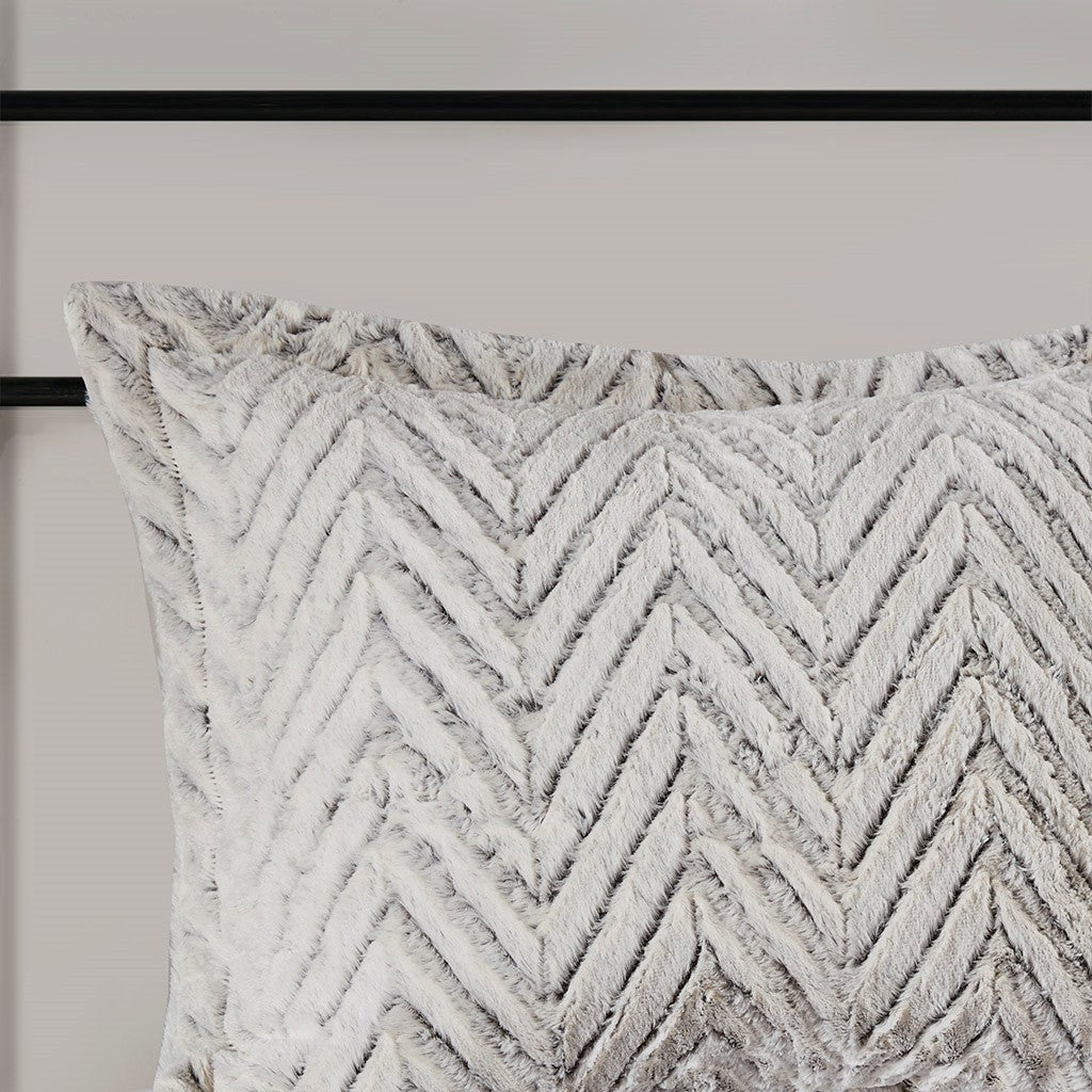 WONDERWALL 'Une Collection' Full/Queen Ultra Plush Down Alternative Comforter Set with Chevron Pattern - Ivory