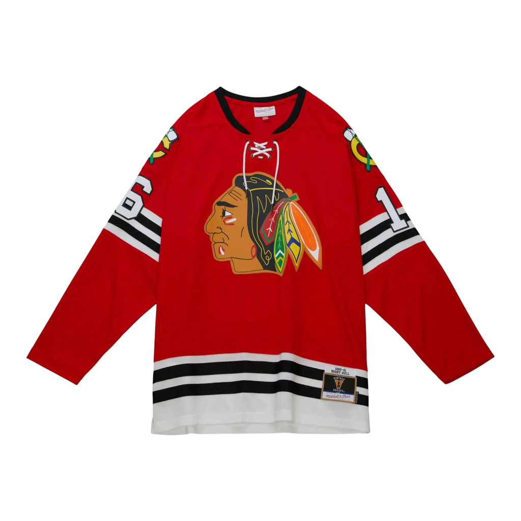 Mitchell & Ness Blue Line Bobby Hull Chicago Blackhawks 1960 Men Jersey Scarlet