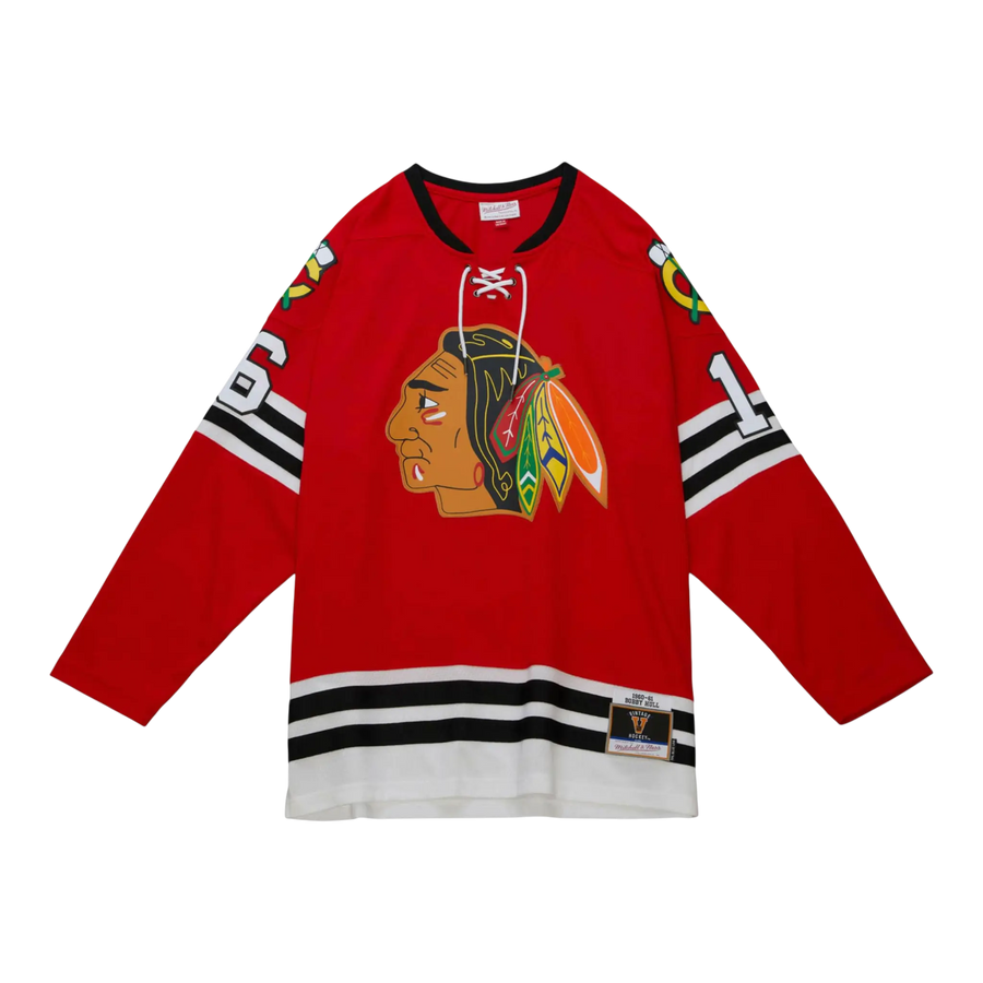 Mitchell & Ness Blue Line Bobby Hull Chicago Blackhawks 1960 Men Jersey Scarlet