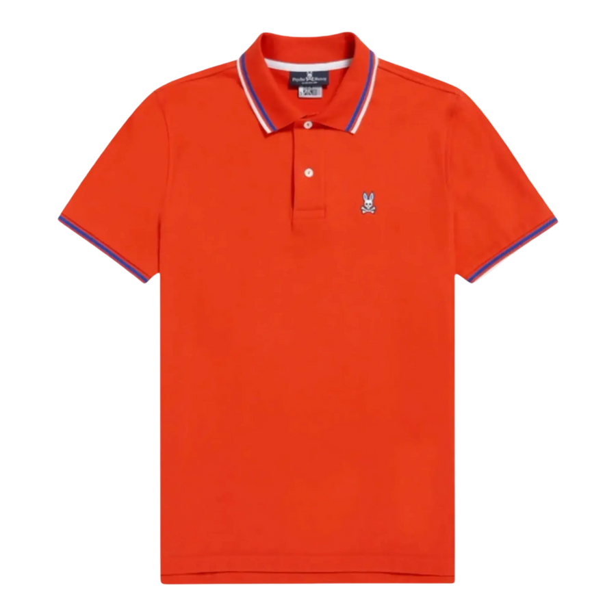 Psycho Bunny Lincoln Neon Tipped Men Big and Tall Polo Shirt Red Spice