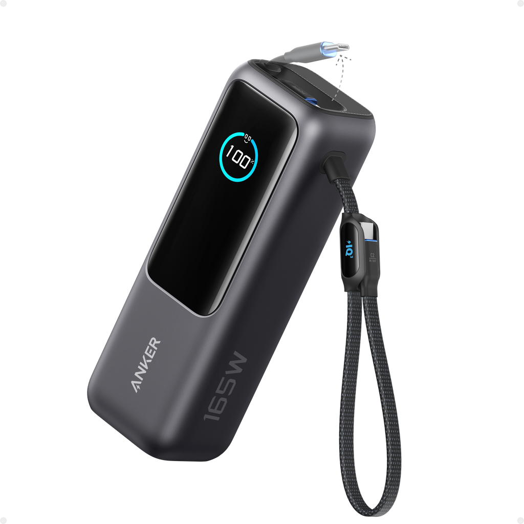 Anker Laptop Power Bank (25K, 165W, Built-In and Retractable Cables)